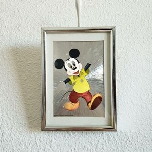 #Walt Disney production foil picture metal frame covered of glass Vintage